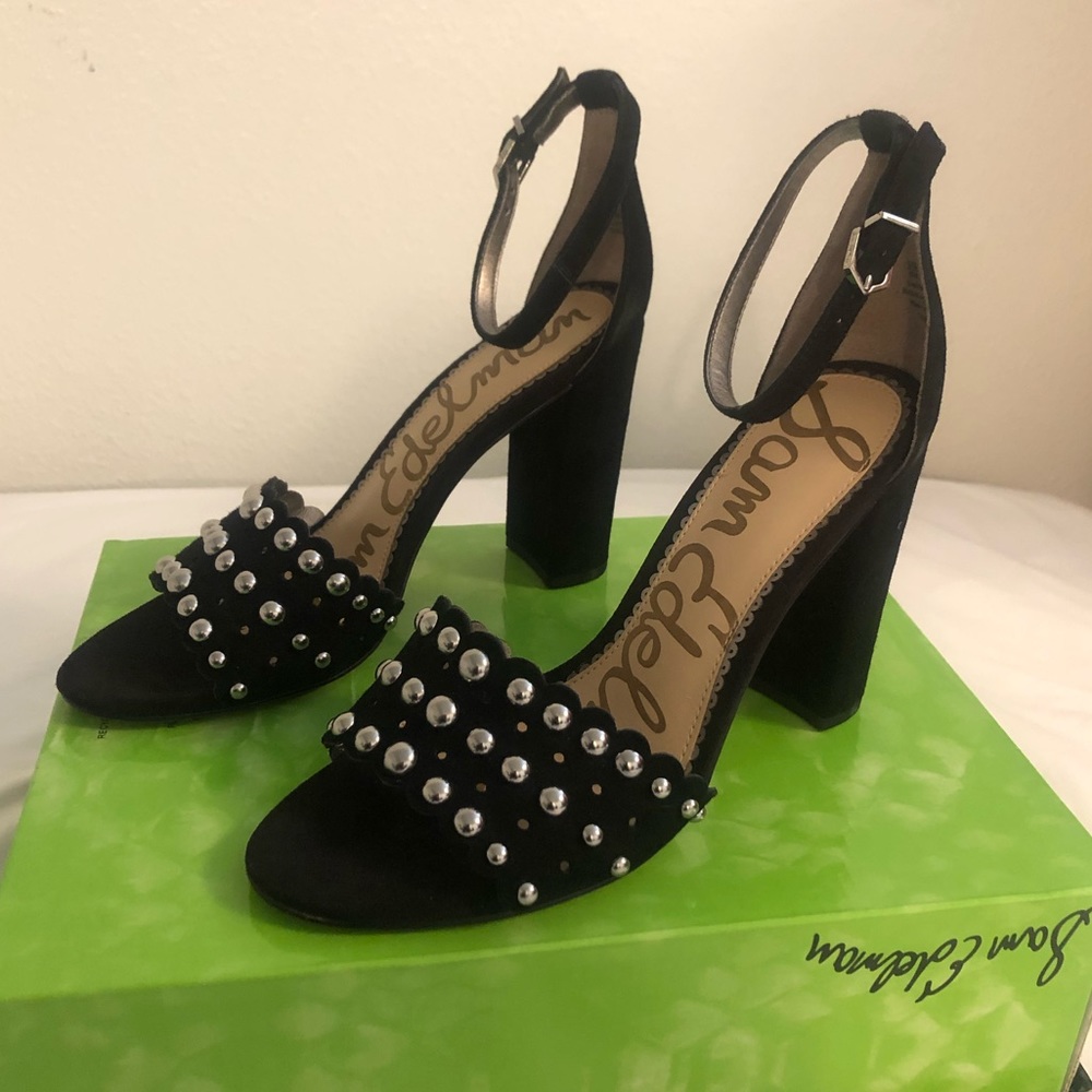 Sam Edelman Yaria Block Heel Suede Rounded Studs - Picture 2 of 13
